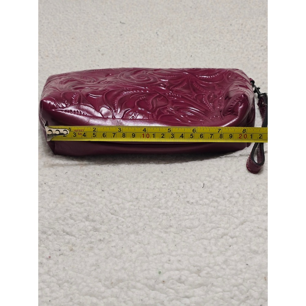 Patricia Nash Valerie Fold-over Wristlet Plum Purple Floral Embossed Leather Bag - Picture 7 of 13